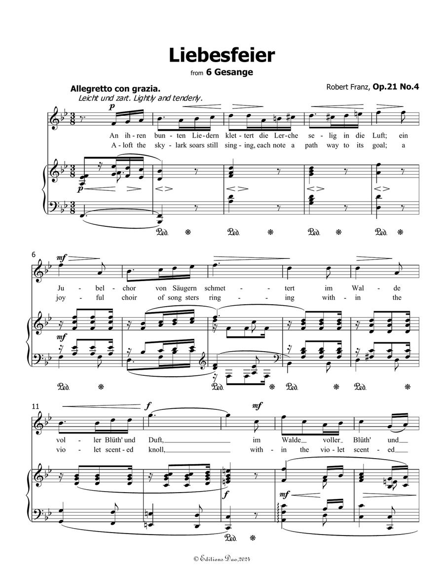 Liebesfeier, by Robert Franz, in B flat Major Voice scores gallery preview page 3