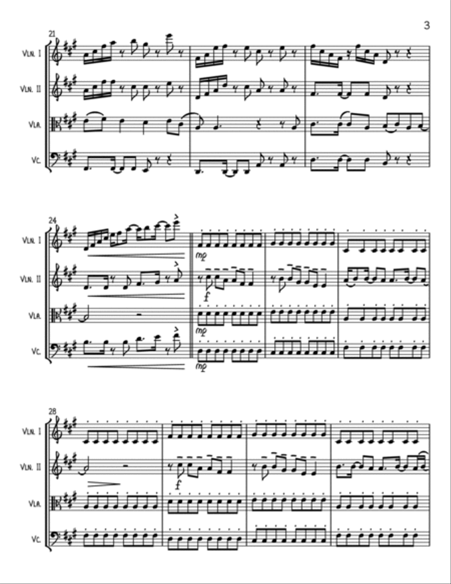 Rather Be String Quartet scores gallery preview page 3