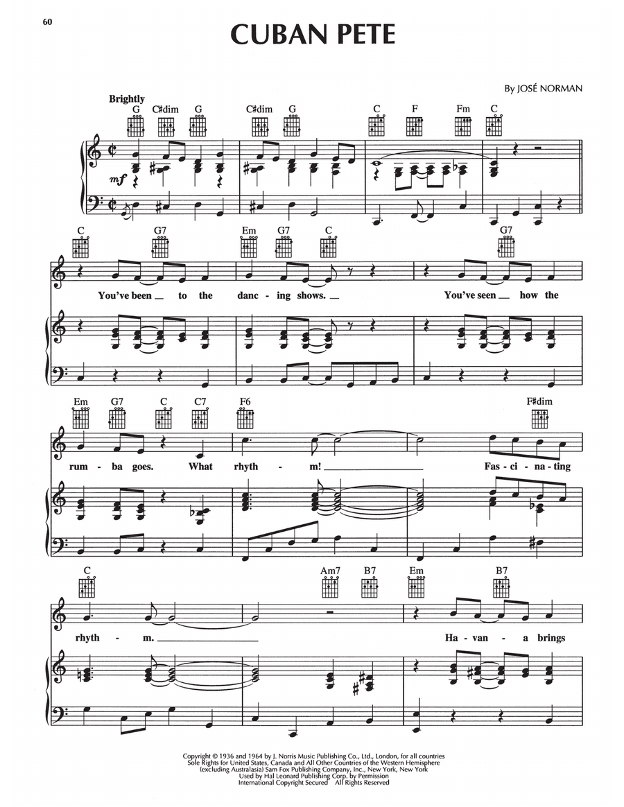Cuban Pete Piano, Vocal, Guitar scores gallery preview page 1