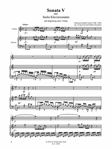 Sonate Nr. 5 für Violine und Klavier C-Dur (aus: Sechs Klaviersonaten mit Begleitung einer Violine)