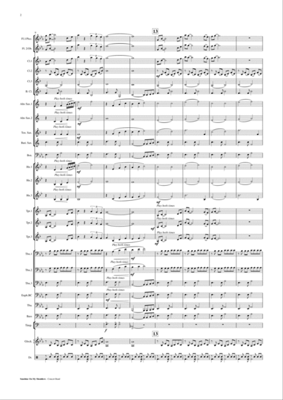 Sunshine On My Shoulders Concert Band scores gallery preview page 3