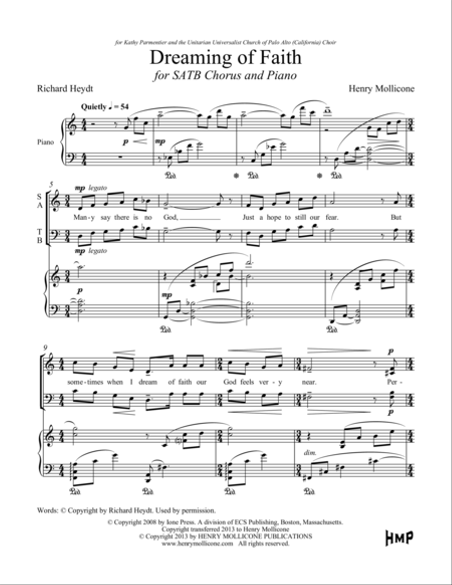 Dreaming of Faith Choir scores gallery preview page 1
