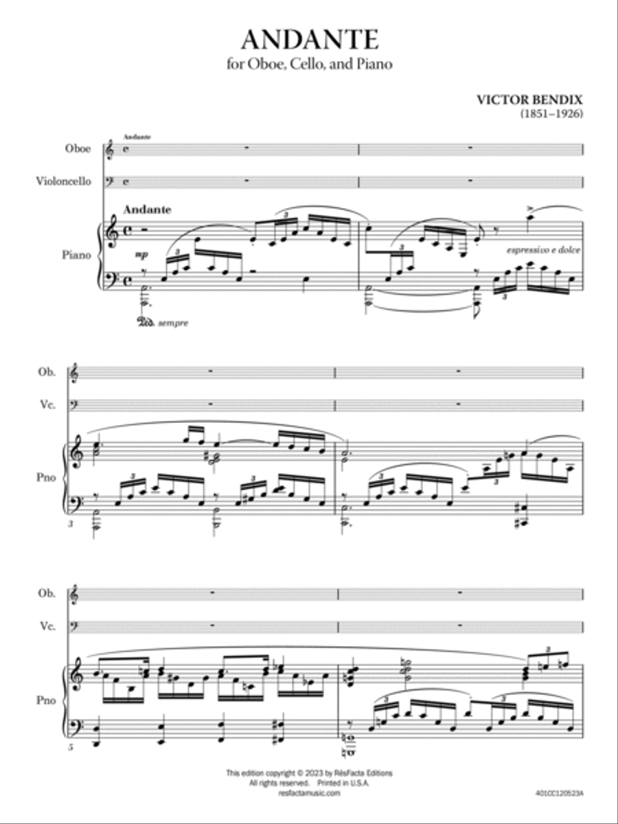 Andante for Oboe, Cello, and Piano Chamber Music scores gallery preview page 5