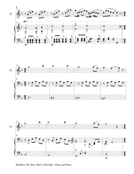 BRETHREN, WE HAVE MET TO WORSHIP (Duet – Flute and Piano/Score and Parts) image number null