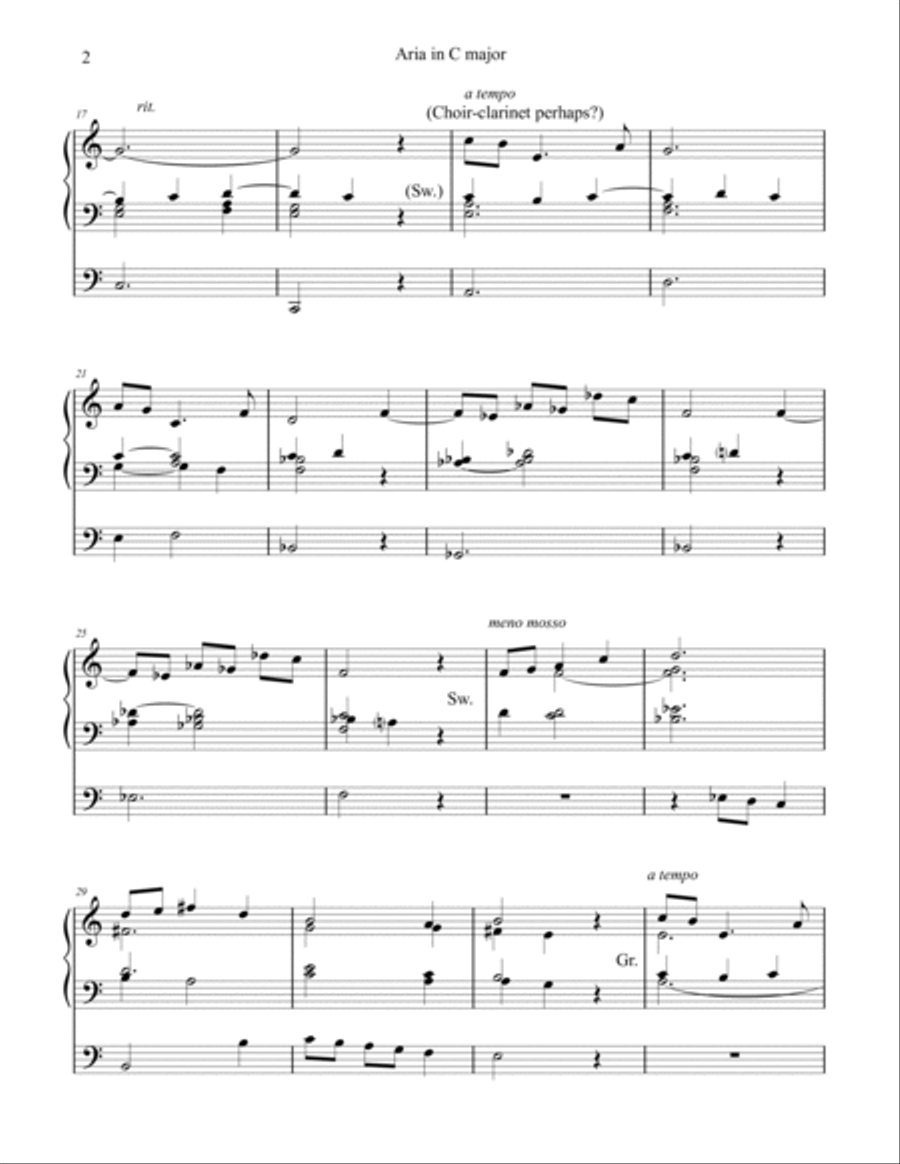Aria in C major, organ work by Phil Lehenbauer Organ Solo scores gallery preview page 3