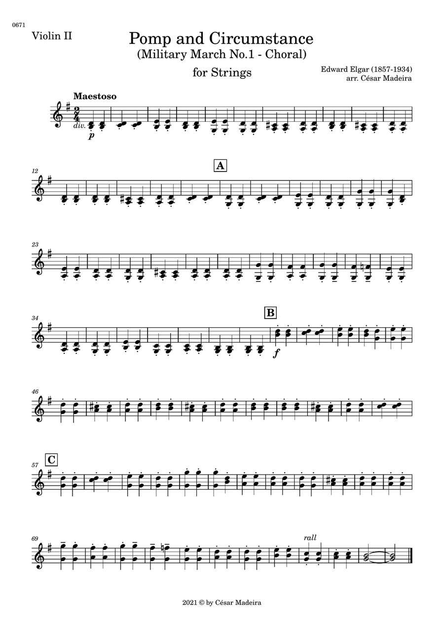 Pomp and Circumstance No.1 - String Orchestra (Individual Parts) image number null