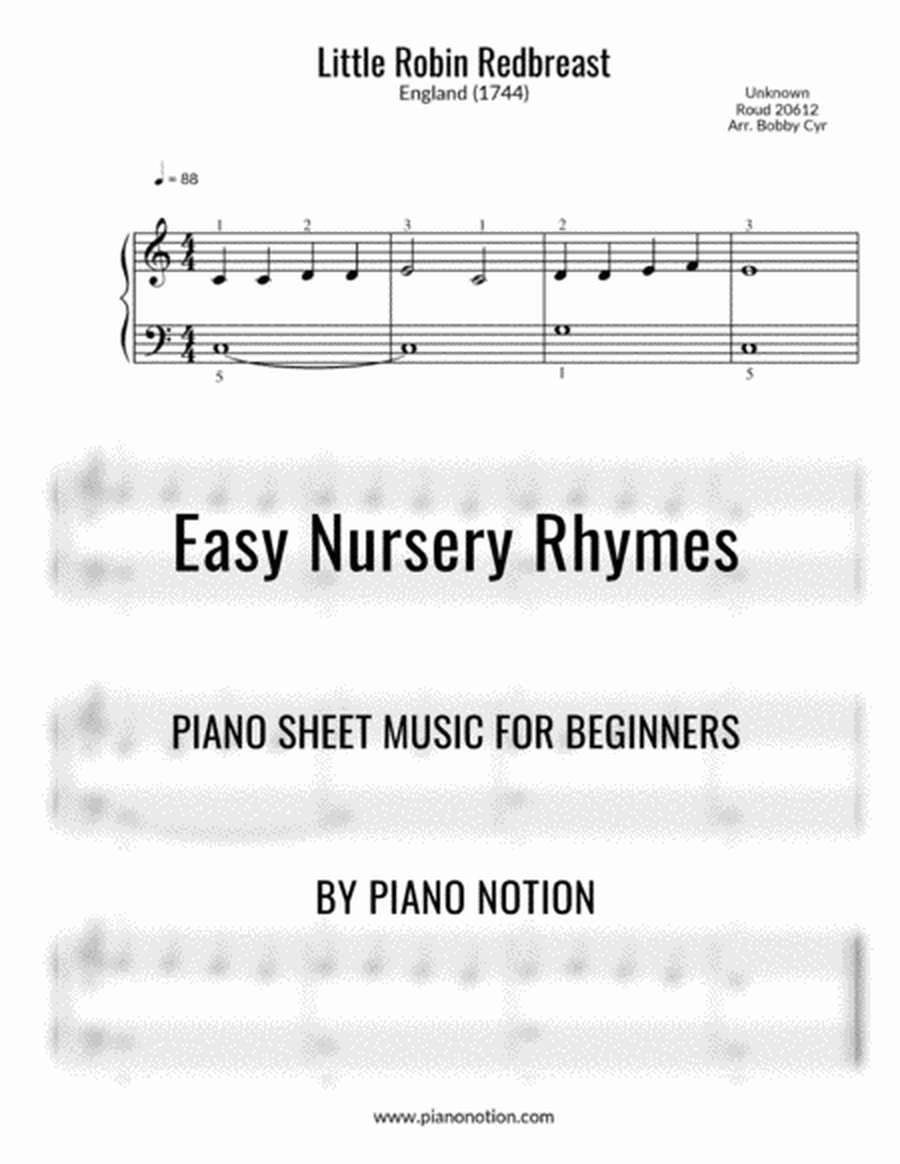 Little Robin Redbreast (Easy Piano Solo)