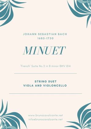 Minuet BWV 814 Bach String Duet (Viola and Cello)