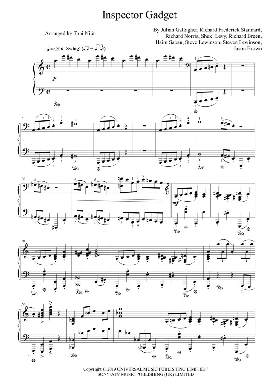 Inspector Gadget Piano Solo scores gallery preview page 1