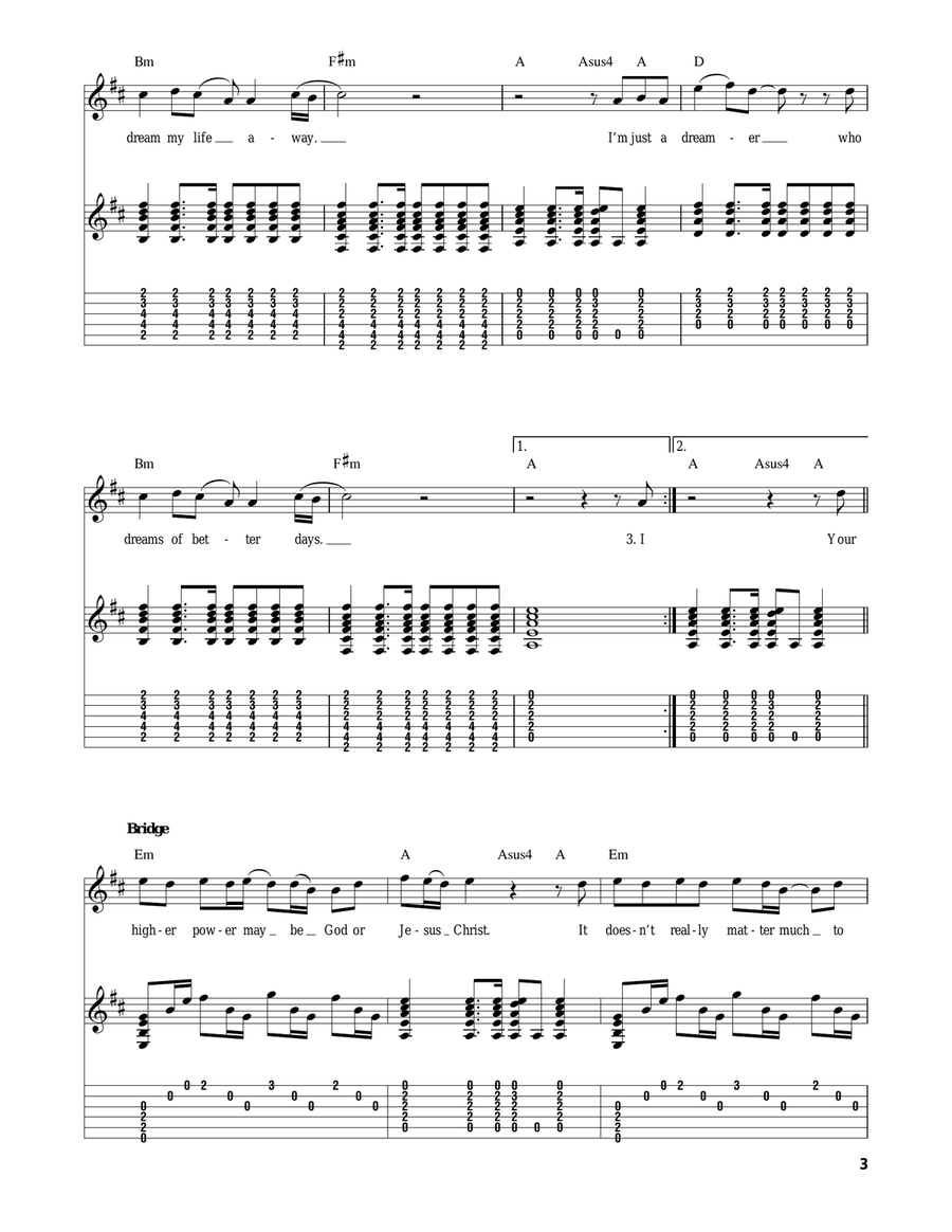Dreamer Acoustic Guitar scores gallery preview page 3