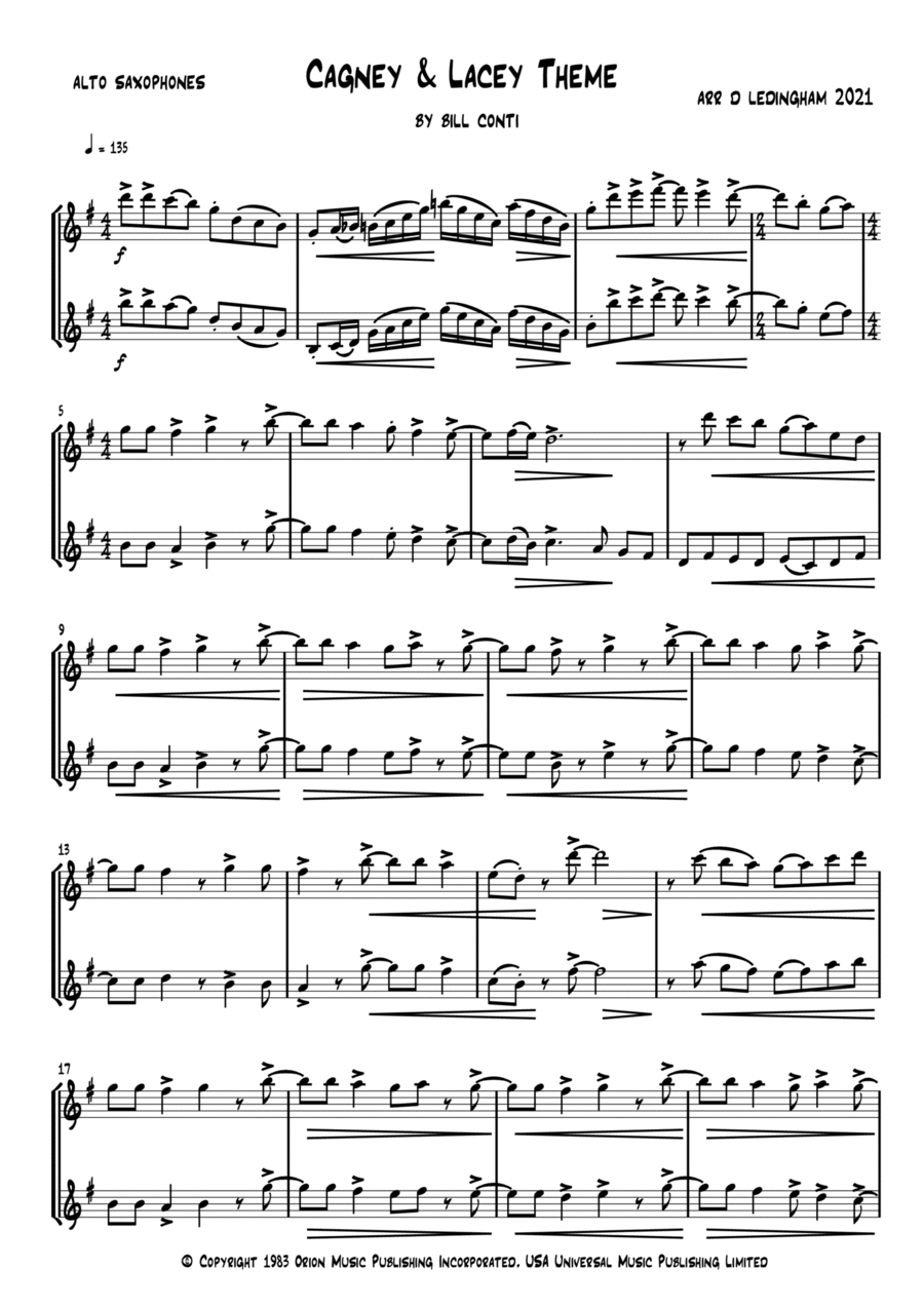 Cagney And Lacey Theme Woodwind Duet scores gallery preview page 1