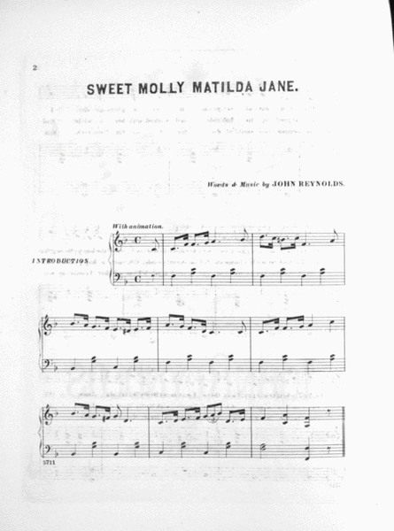 Sweet Molly Matilda Jane. Song With Refrain