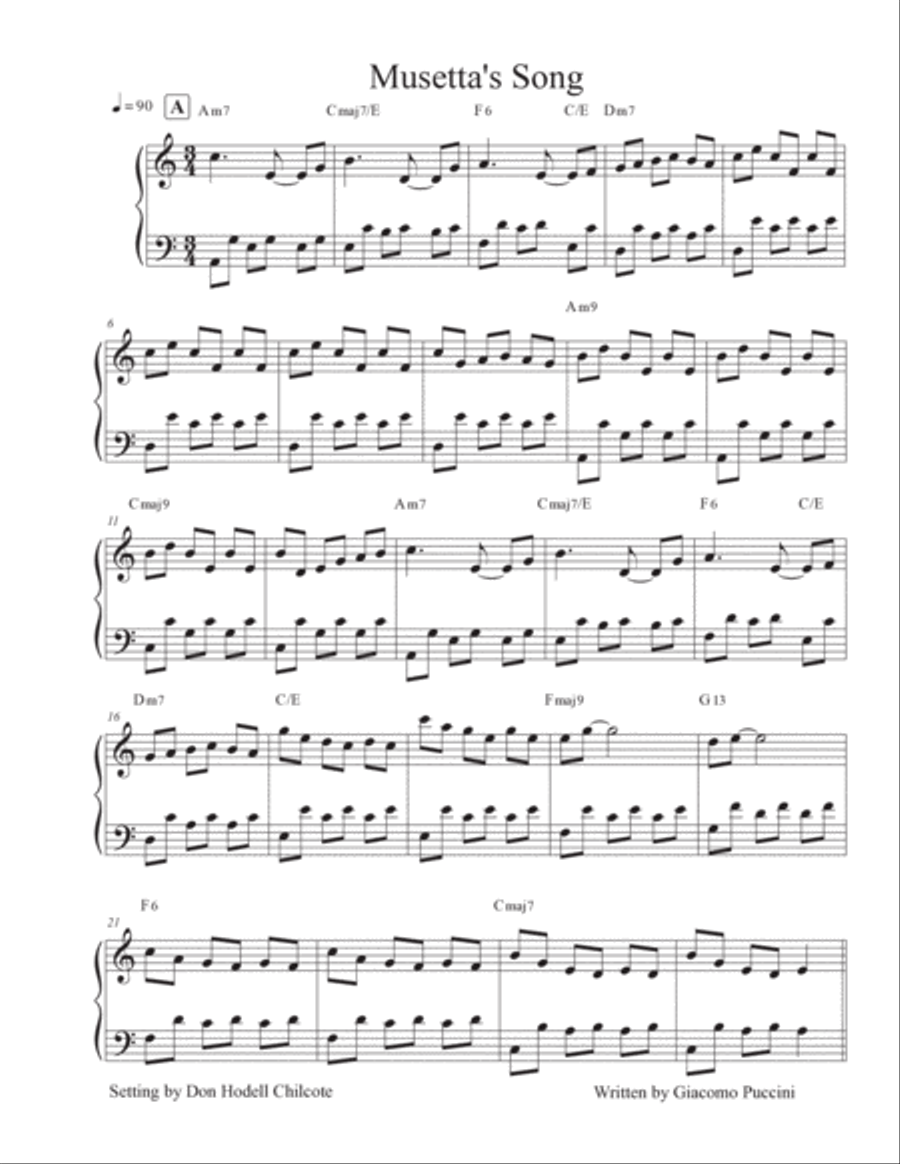 Musetta's Song Musetta's Song Piano, Vocal, Guitar scores gallery preview page 2