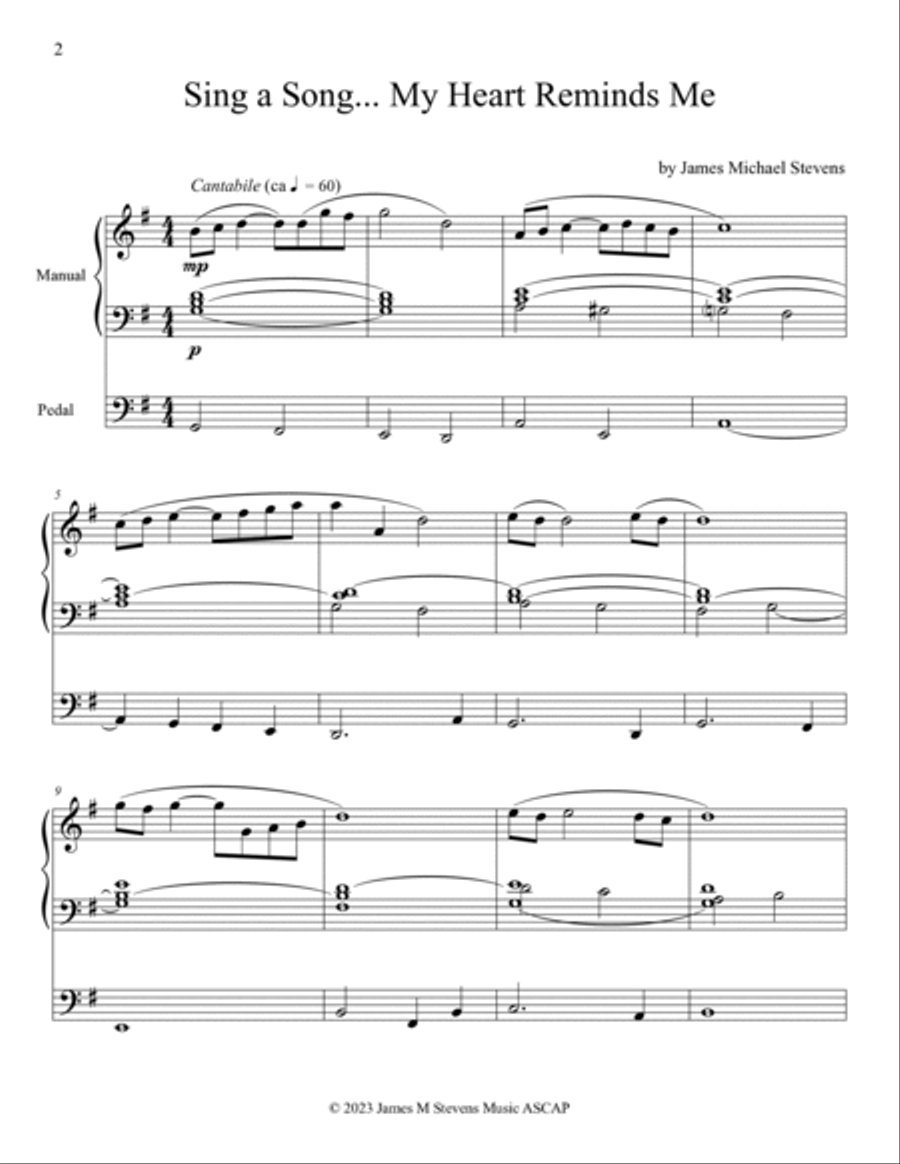 Sing a Song... My Heart Reminds Me - Organ Solo Organ Solo scores gallery preview page 2