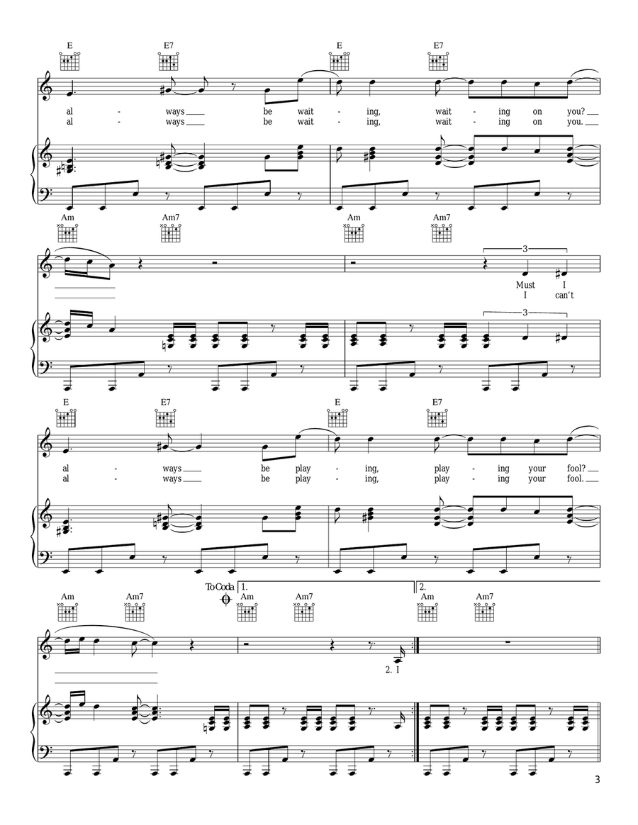 Sitting, Waiting, Wishing Piano, Vocal, Guitar scores gallery preview page 3