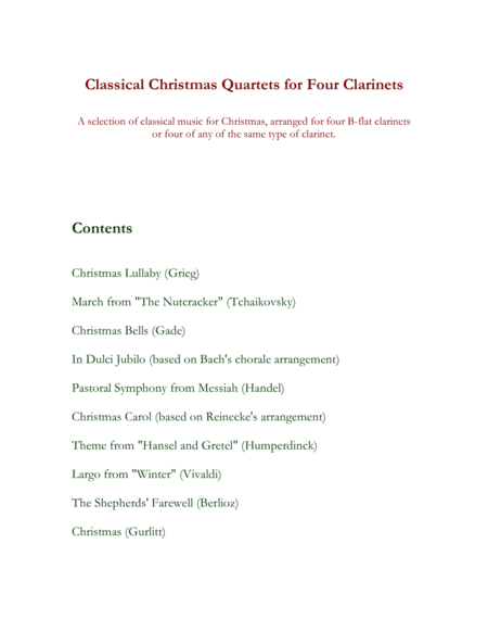 Classical Christmas Quartets (4 Clarinets)
