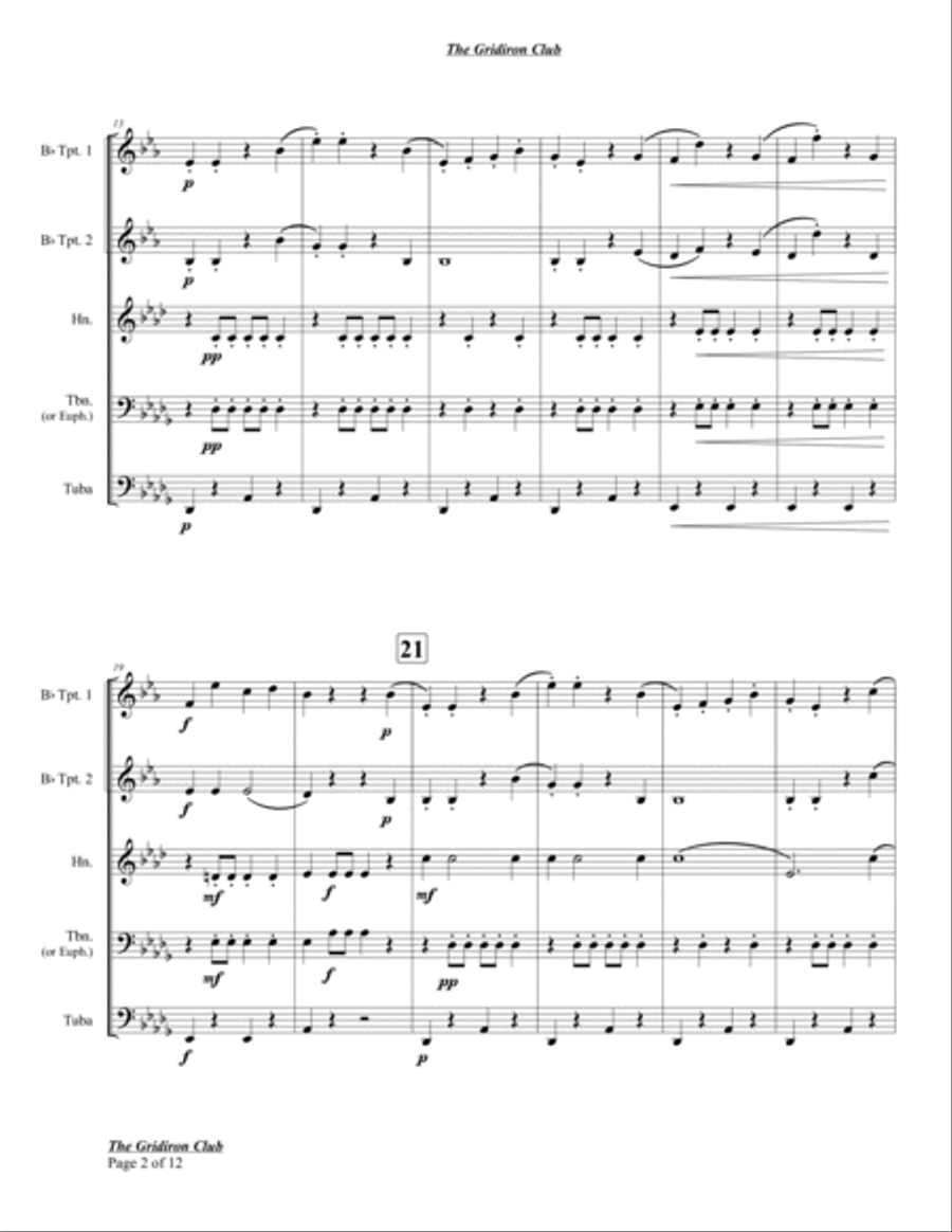 The Gridiron Club Brass Quintet scores gallery preview page 4