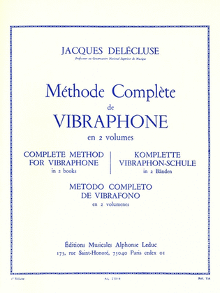 Book cover for Methode Complete Pour Vibraphone Vol.1 (percussion Solo)