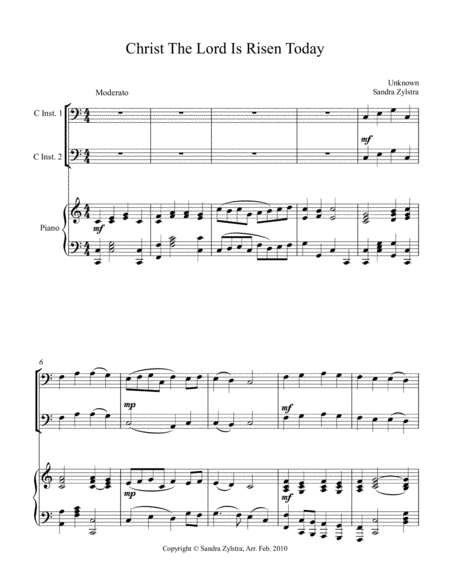 Christ The Lord Is Risen Today (bass C instrument duet)