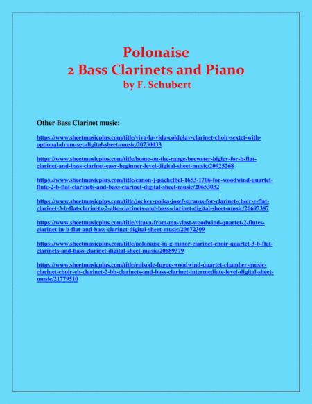 Polonaise - F. Schubert - For 2 Bass Clarinets and Piano - Intermediate image number null