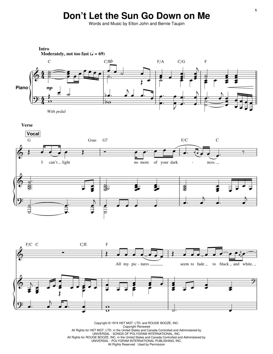Don't Let The Sun Go Down On Me Guitar scores gallery preview page 1