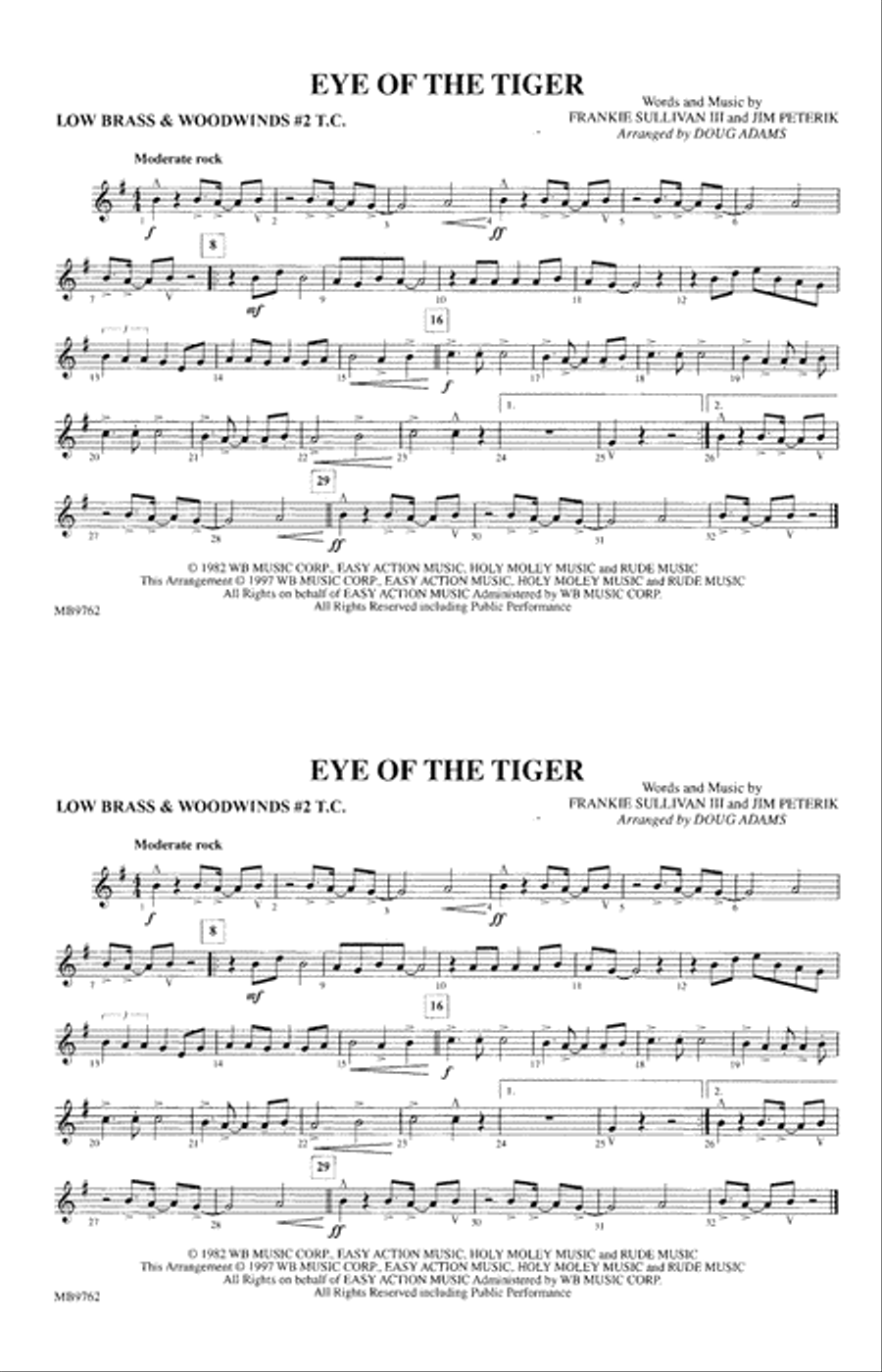 Eye of the Tiger: Low Brass & Woodwinds #2 - Treble Clef Marching Band scores gallery preview page 1