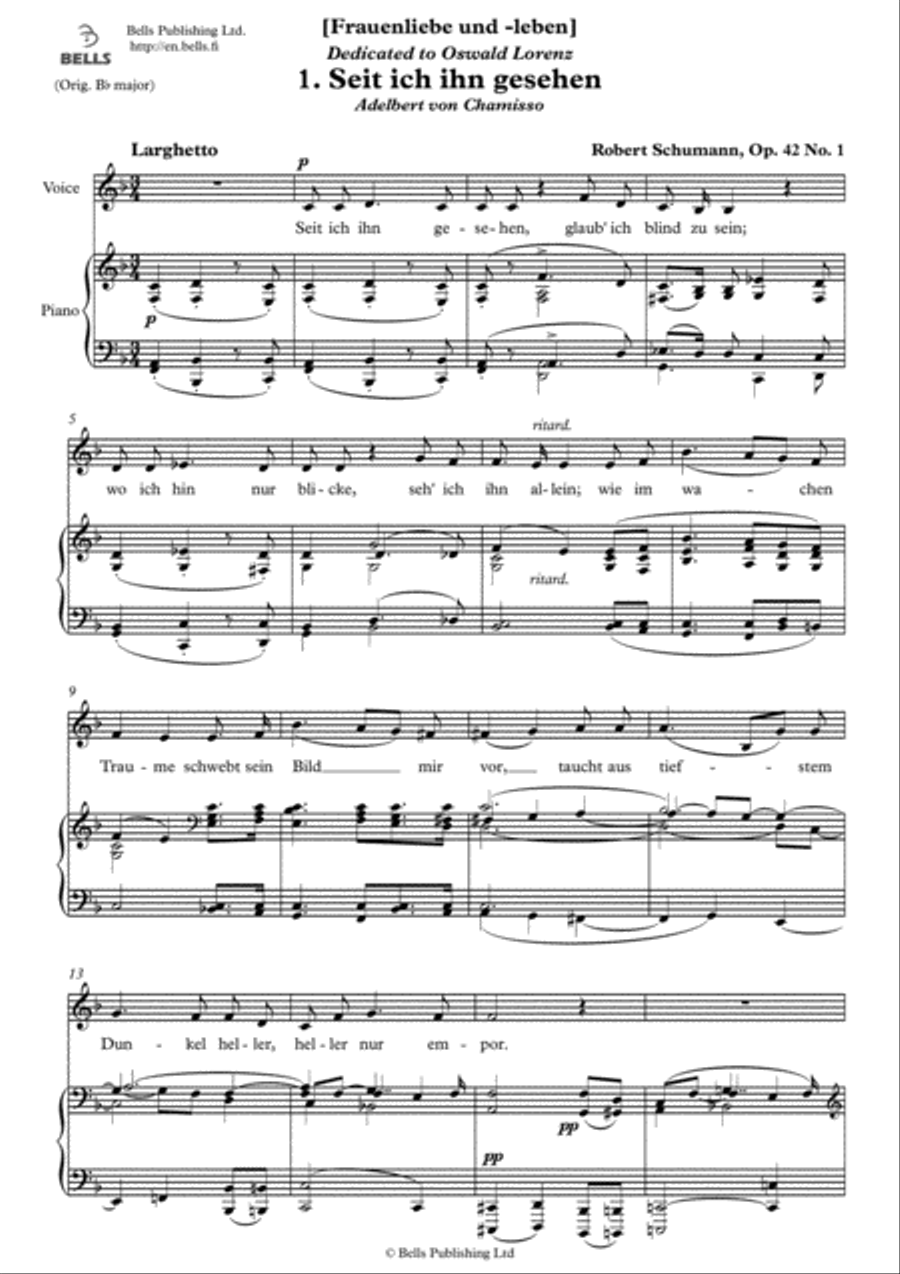 Seit ich ihn gesehen, Op. 42 No. 1 (F Major) Voice Solo scores gallery preview page 1