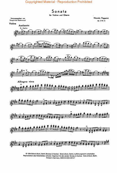 Sonata for Violin and Guitar, Op. 3, No. 6