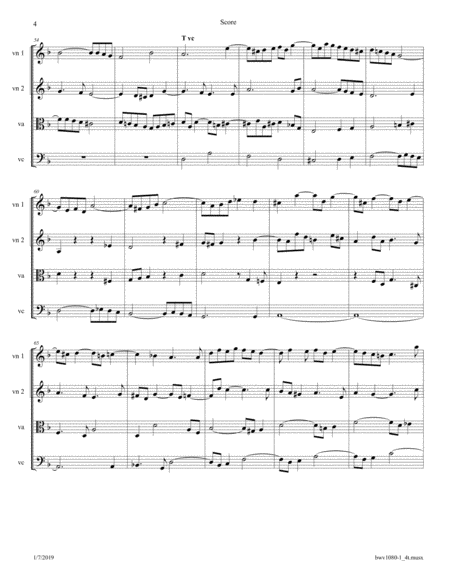 Bach: The Art of Fugue, BWV 1080; Fugue 1 arr. for String Quartet image number null