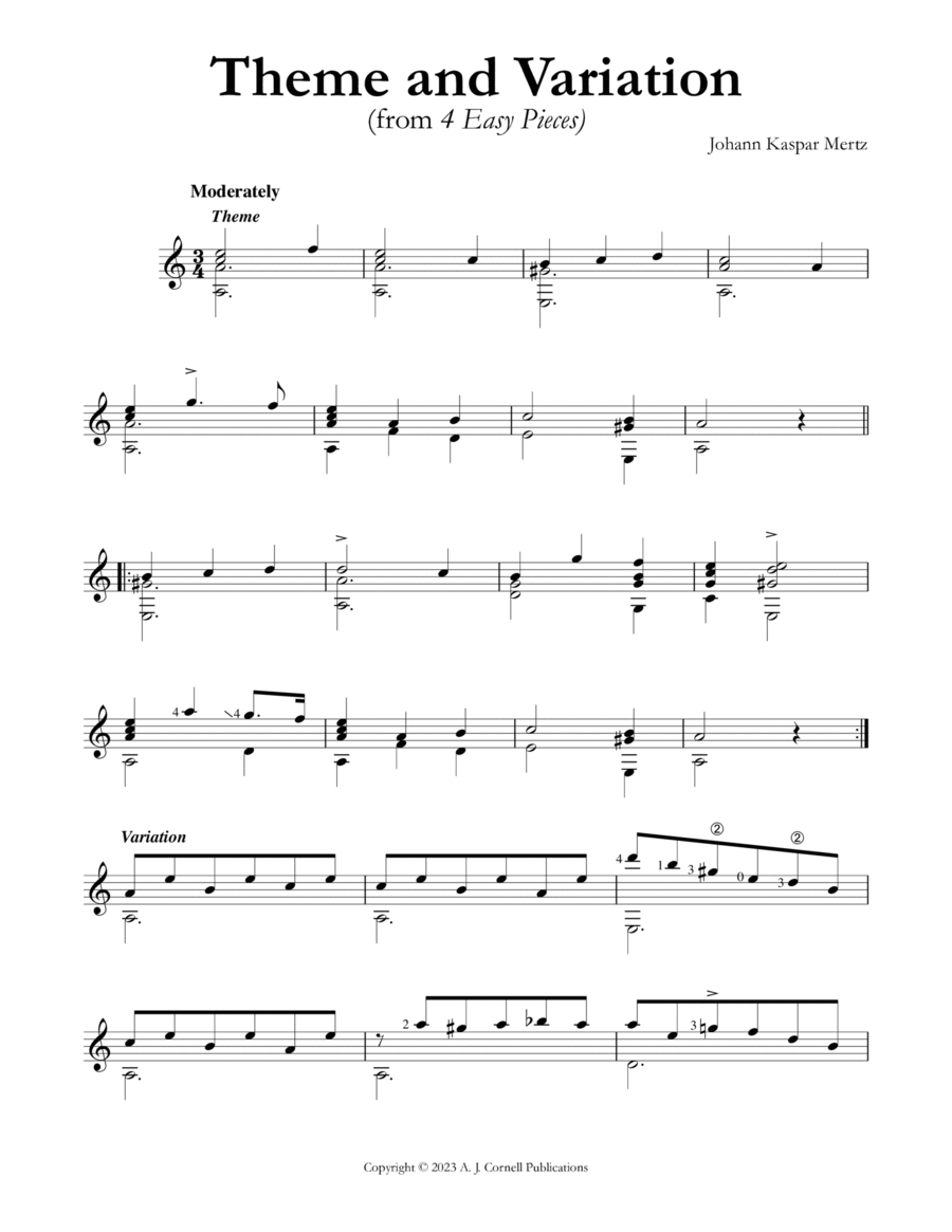 Theme and Variation (from 4 Easy Pieces) Classical Guitar scores gallery preview page 1