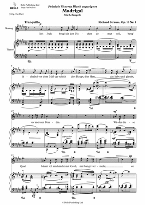 Book cover for Madrigal, Op. 15 No. 1 (E Major)