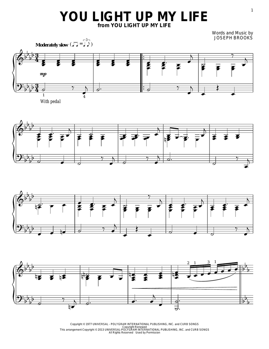 You Light Up My Life Piano Solo scores gallery preview page 1