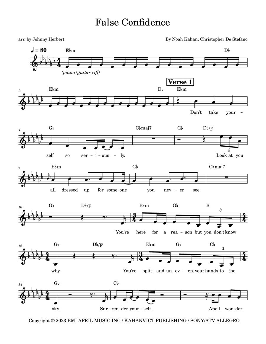 False Confidence False Confidence Piano scores gallery preview page 1