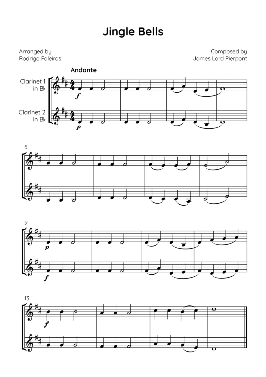 Jingle Bells Clarinet Duet scores gallery preview page 1