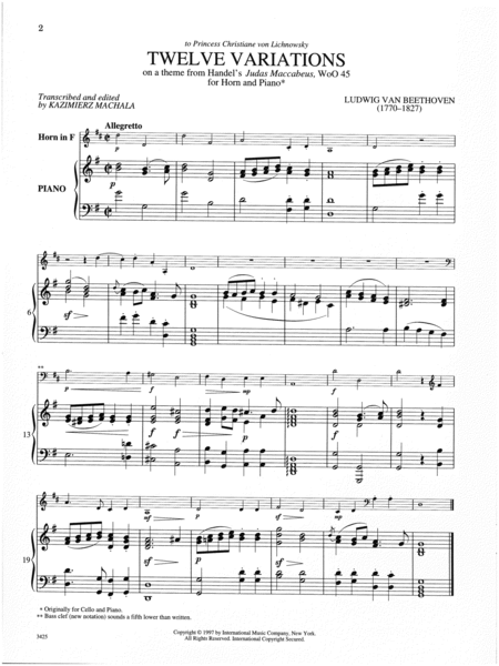 Twelve Variations On A Theme From Handel'S Judas Maccabeus, Woo. 45