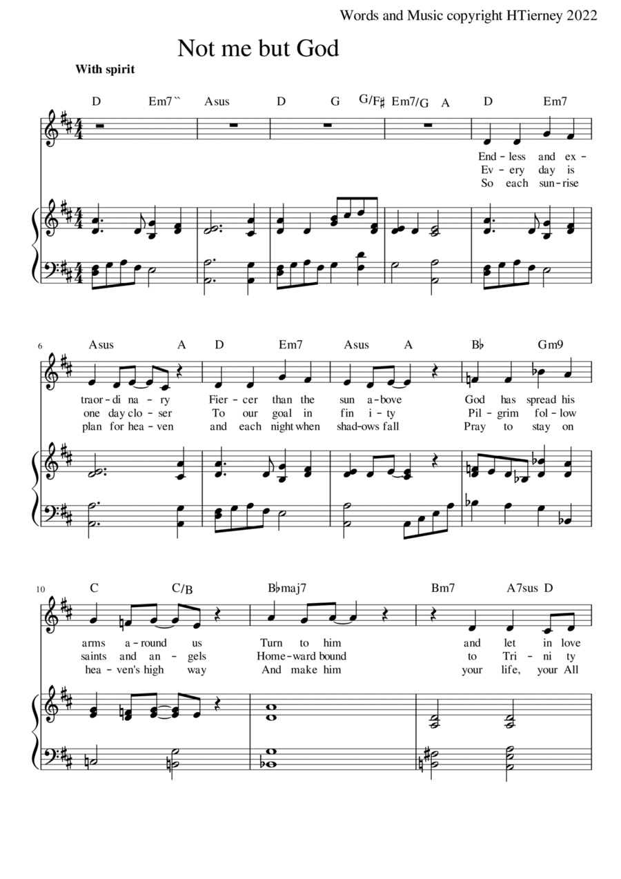 Three hymns for CARLO ACUTIS 1.NOT ME BUT GOD Piano, Vocal, Guitar scores gallery preview page 1
