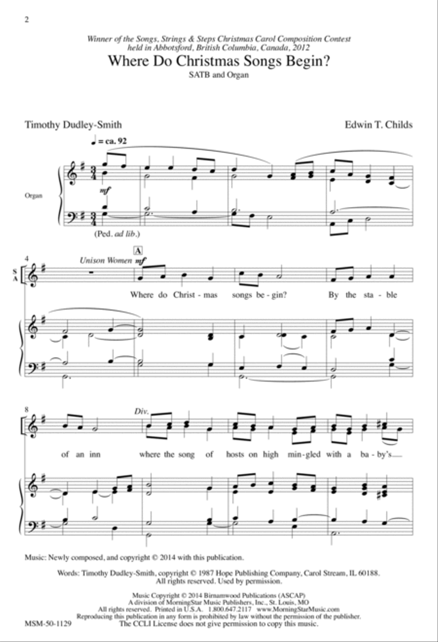 Where Do Christmas Songs Begin? 4-Part scores gallery preview page 2