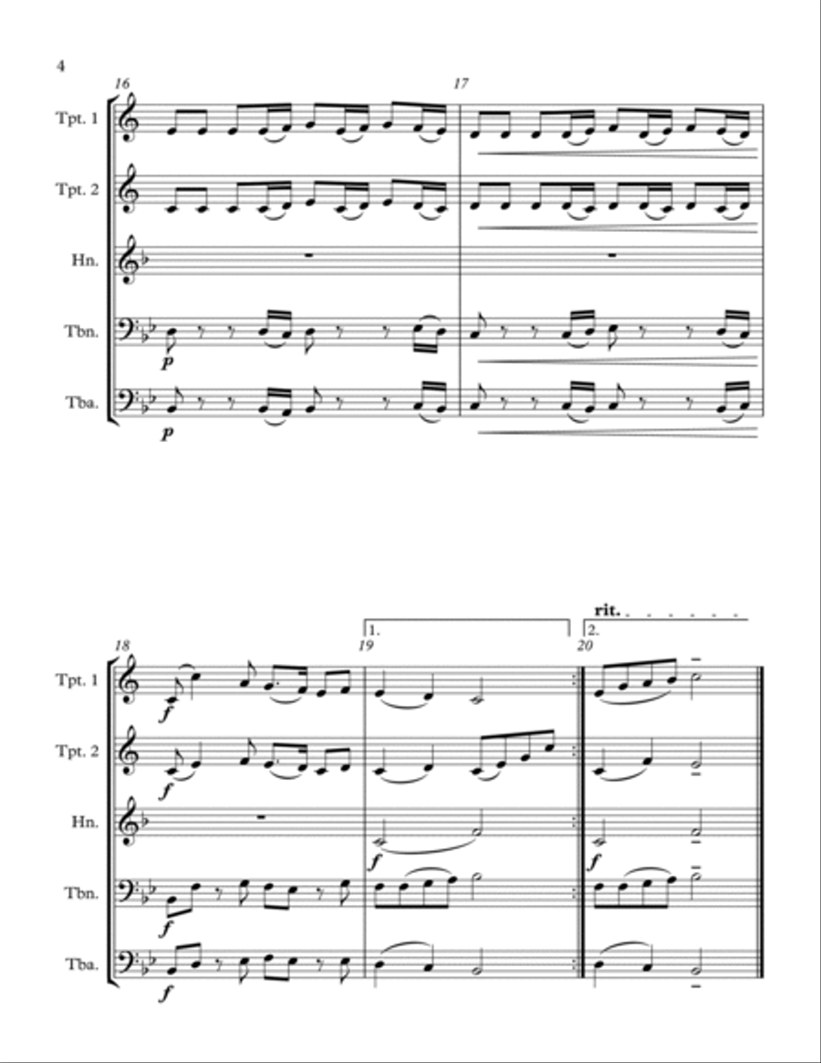 Joy To The World - for brass quintet Brass Quintet scores gallery preview page 4