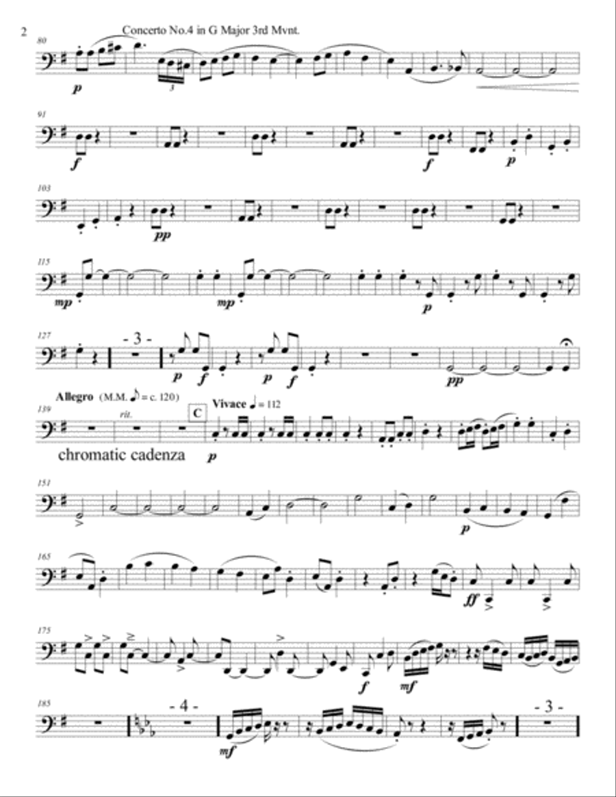Concertos for Five Beethoven 4th Piano Concerto in G arr. for String Quartet 3rd Mmvnt. string parts Piano Quintet scores gallery preview page 2