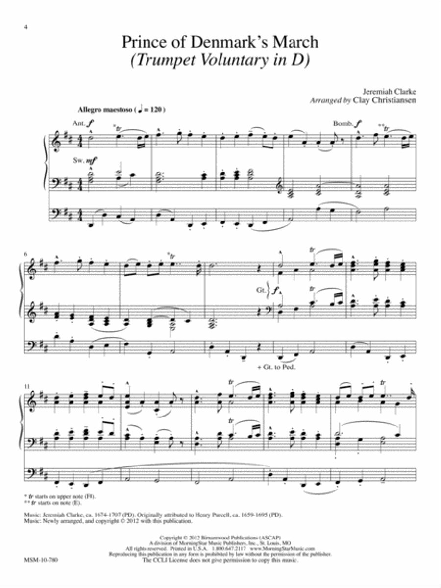 The Prince of Denmark's March Organ scores gallery preview page 2