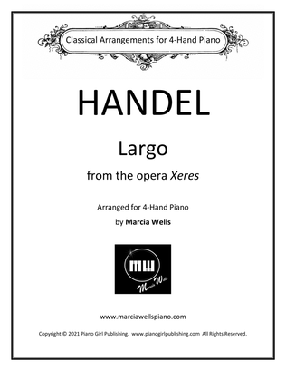 Book cover for Largo from the opera Xeres for 4-Hand Piano