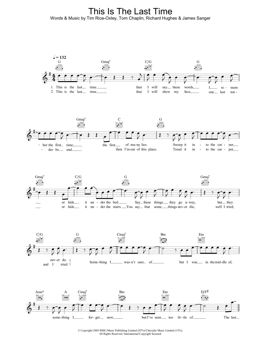 This Is The Last Time Piano scores gallery preview page 1