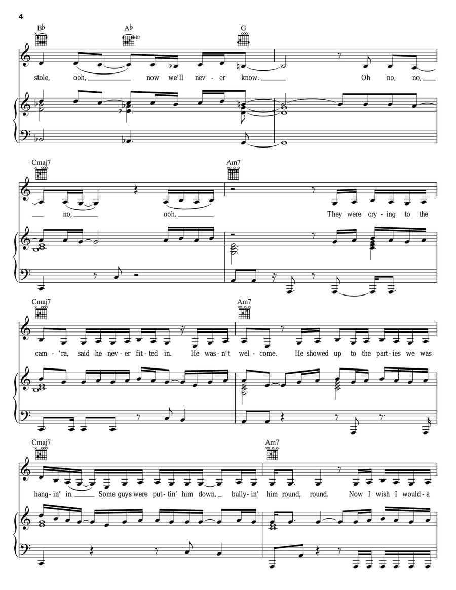 Stole Piano, Vocal, Guitar scores gallery preview page 4