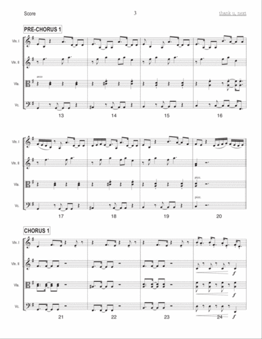 Thank U, Next Thank U, Next String Quartet scores gallery preview page 3