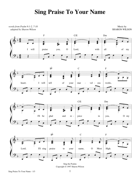 Sing the Psalms (10 Scripture Songs) by Sharon Wilson Piano, Vocal, Guitar - Digital Sheet Music