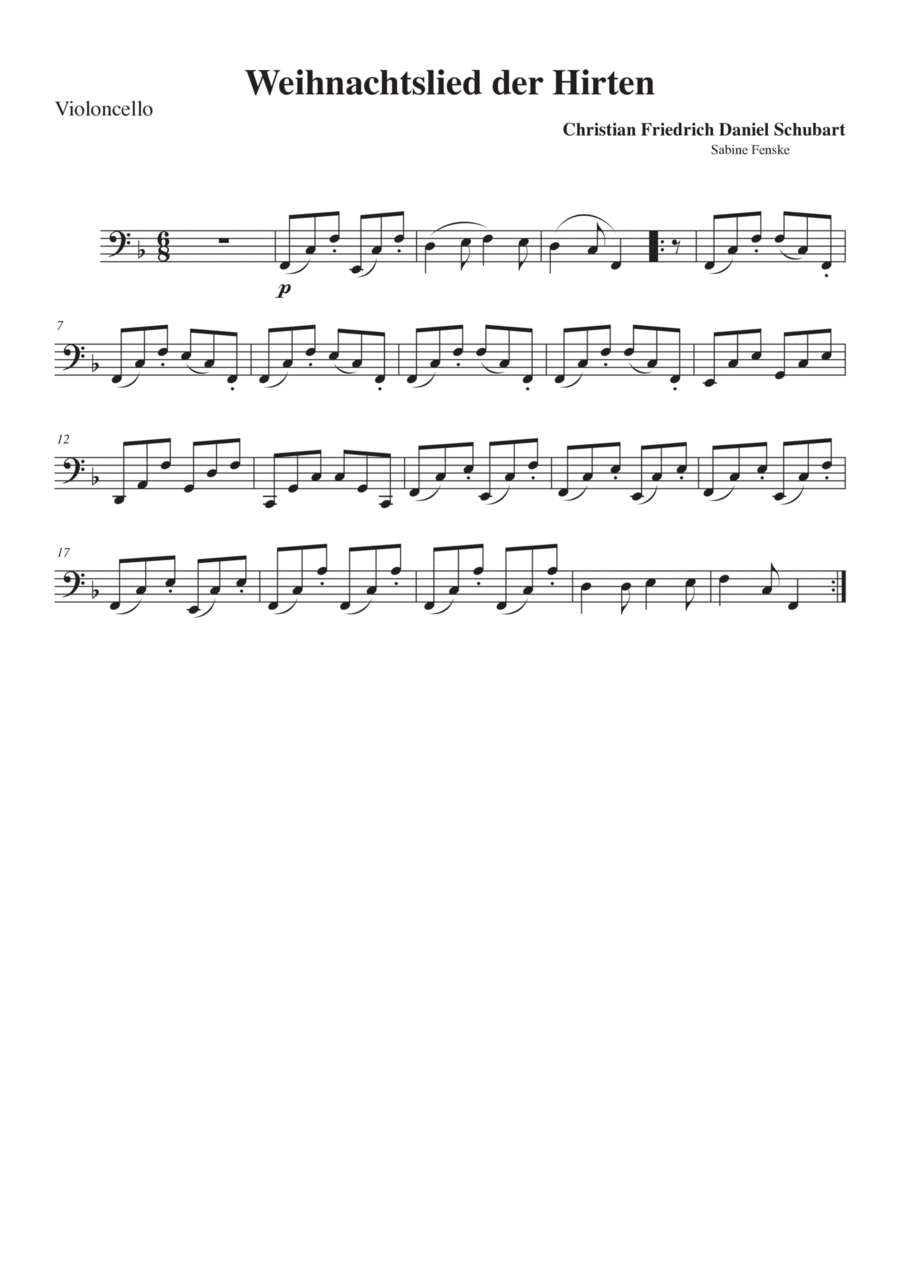 Schubart Christmas song of the shepherds Chamber Orchestra scores gallery preview page 1