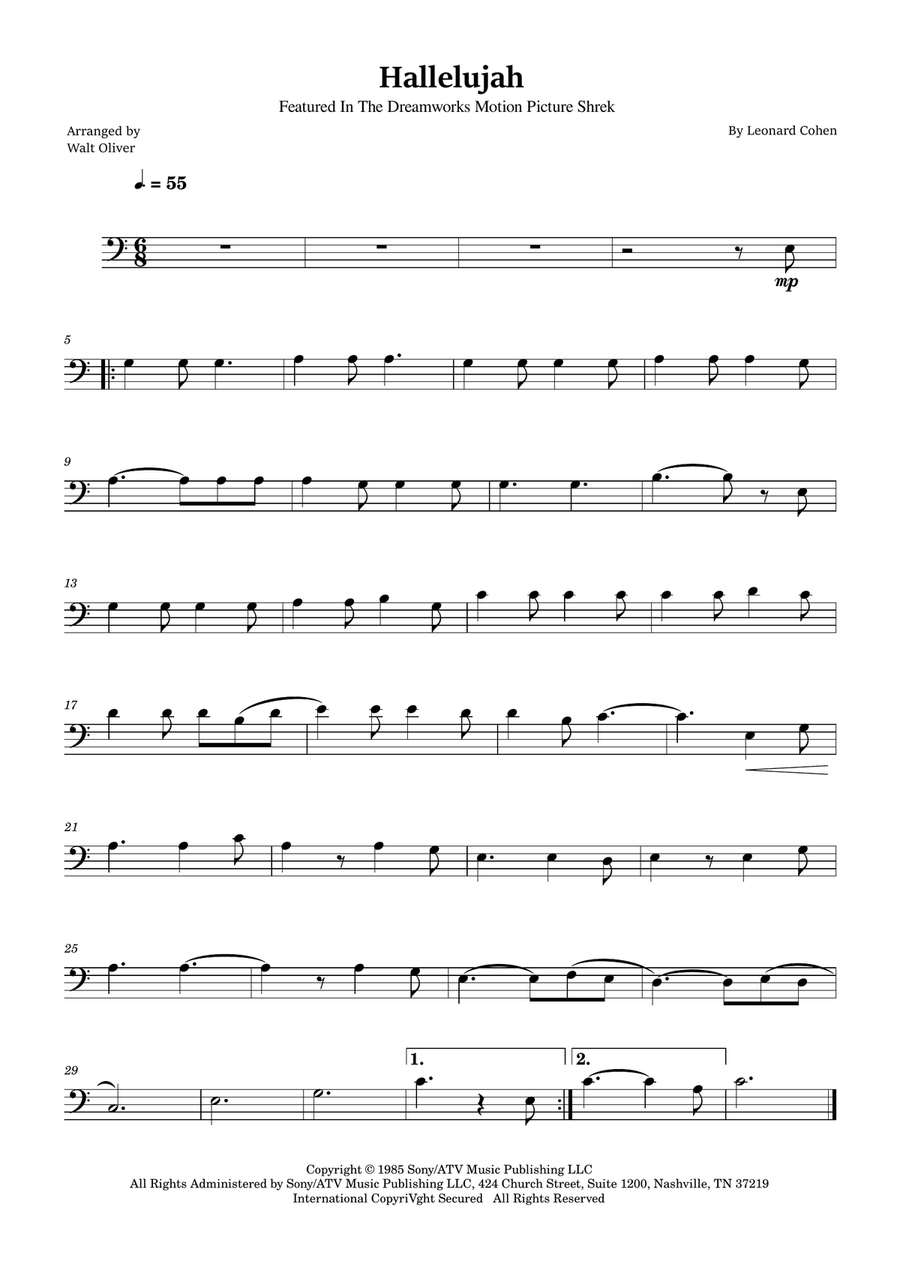 Hallelujah Bassoon Solo scores gallery preview page 1