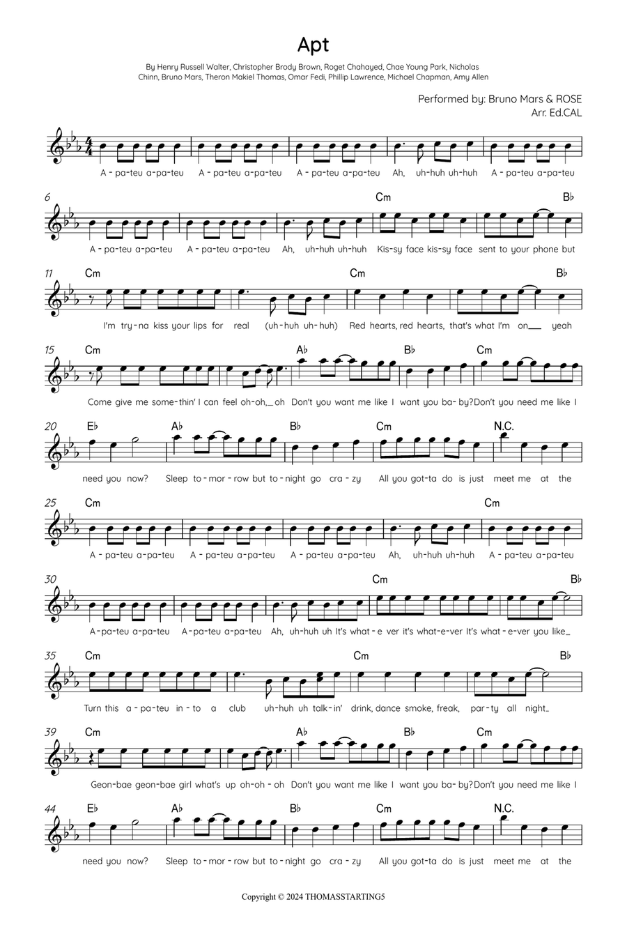 Apt. Apt. Piano scores gallery preview page 1