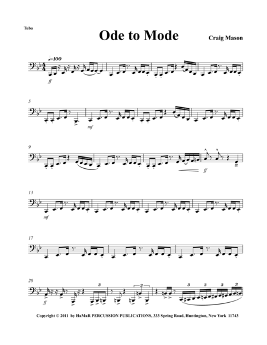 Ode to Mode Ode to Mode Baritone Saxophone scores gallery preview page 1