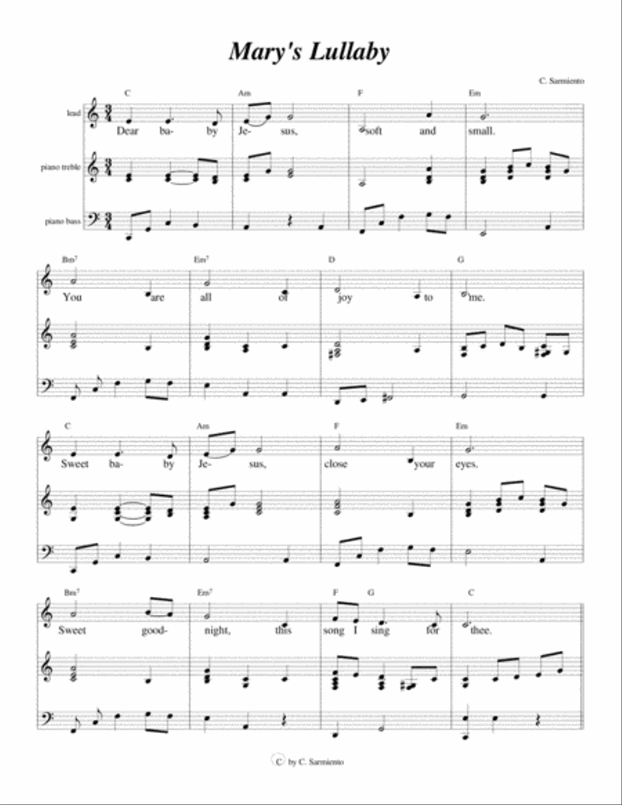 Mary's Lullaby Choir scores gallery preview page 1